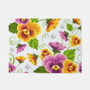 Vivid pansy flowers doormat
