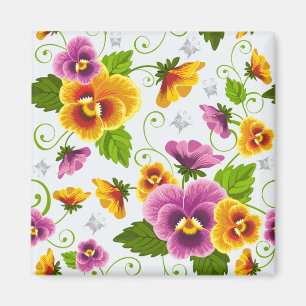 Vivid pansy flowers magnet