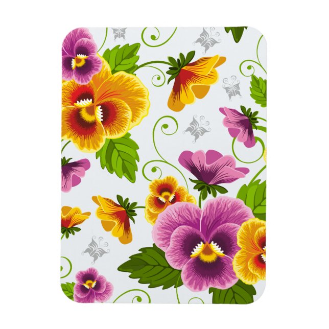 Vivid pansy flowers magnet (Vertical)