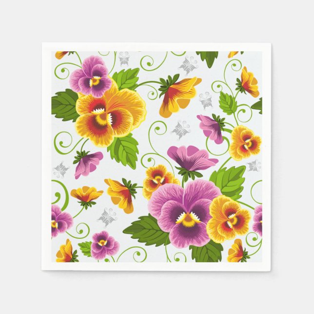 Vivid pansy flowers napkin (Front)