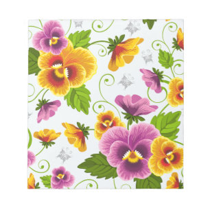 Vivid pansy flowers notepad