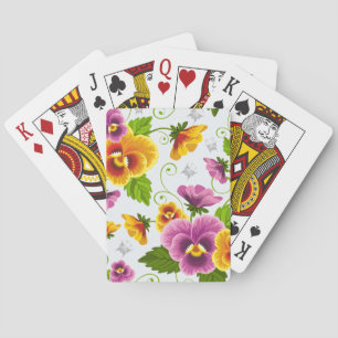 Vivid pansy flowers playing cards