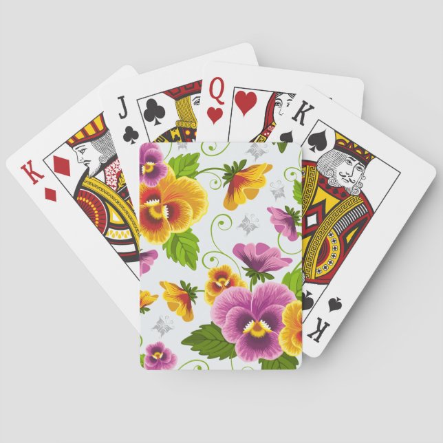 Vivid pansy flowers playing cards (Back)