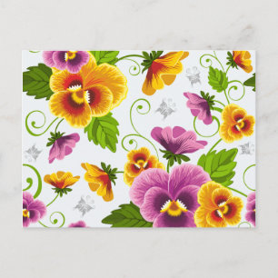 Vivid pansy flowers postcard