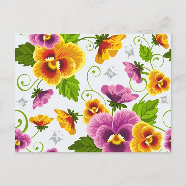 Vivid pansy flowers postcard (Front)