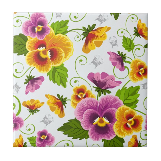 Vivid pansy flowers tile (Front)