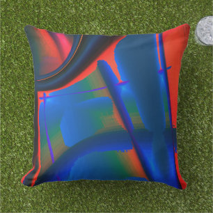 Vivid peach cropped digital paint magnification cushion