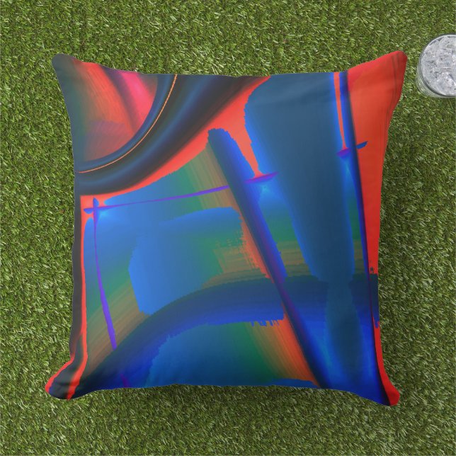 Vivid peach cropped digital paint magnification    cushion (Grass)