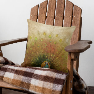 Vivid Peacock Fan Cushion