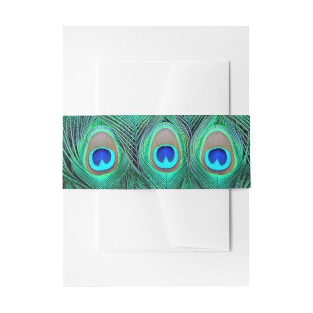 Vivid Peacock Wedding Invitation Belly Band (Front Example)