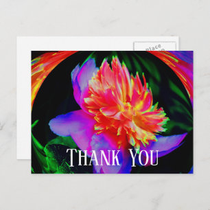 Vivid Peony Abstract Floral Thank You Postcard