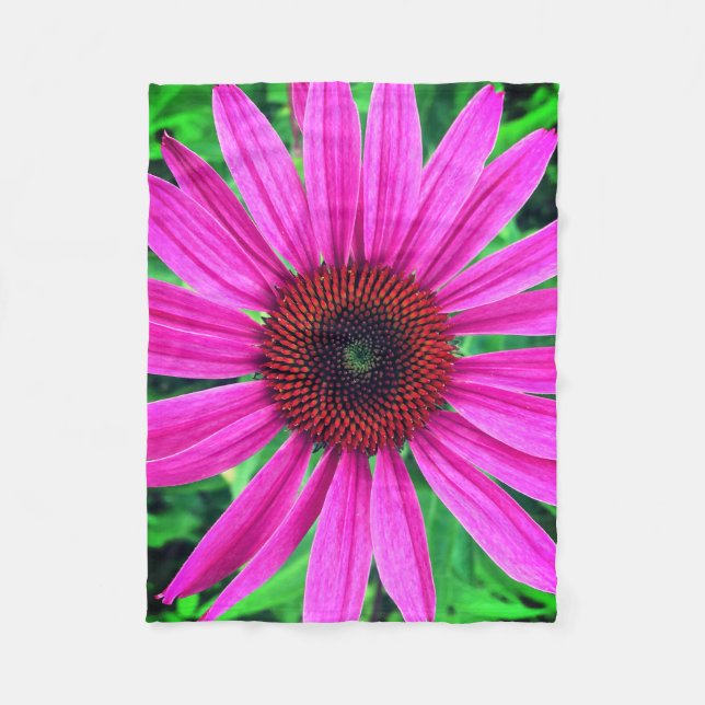 Vivid Pink Flower Fleece Blanket (Front)