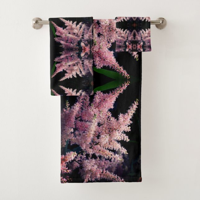 Vivid Pink Flowers Close Up Abstract Pattern   Bath Towel Set (Insitu)