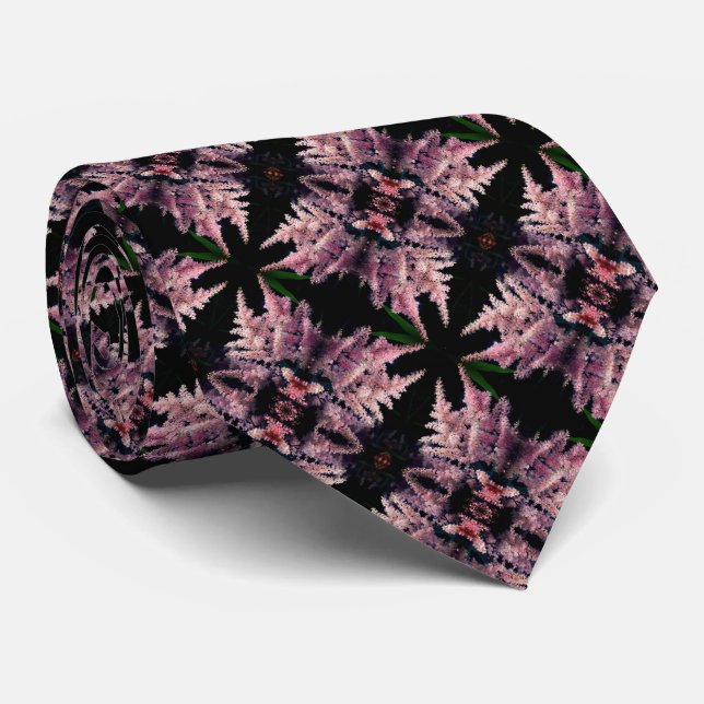 Vivid Pink Flowers Close Up Abstract Pattern       Tie (Rolled)
