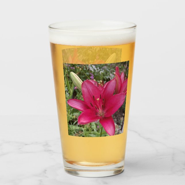 Vivid Pink Lilly Glass (Front Filled)