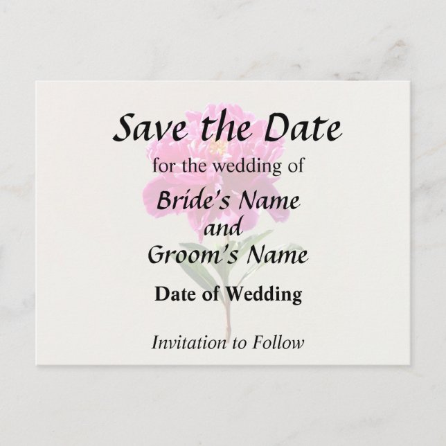 Vivid Pink Peony Announcement Postcard (Front)