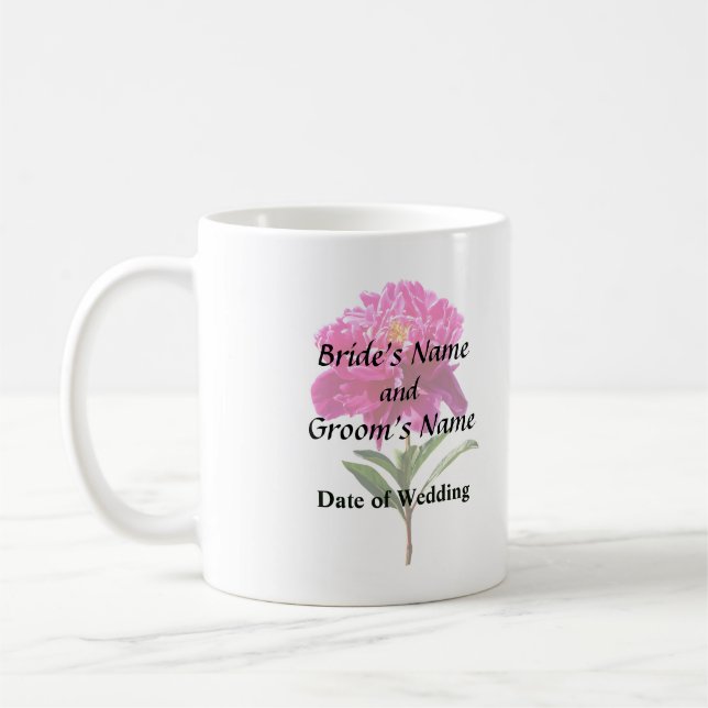 Vivid Pink Peony Coffee Mug (Left)