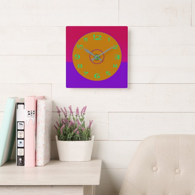  Vivid Pink Purple Gold Lime Wall Clock (Reading Room)