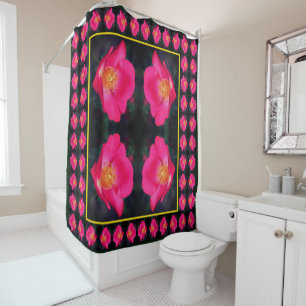 Vivid Pink Rose Petals Abstract Floral Pattern  Shower Curtain