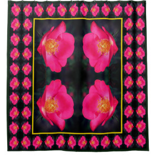 Vivid Pink Rose Petals Abstract Floral Pattern Shower Curtain