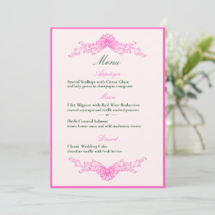 Vivid Pink Y2K Anime Gothic Cat Wedding Menu Invitation