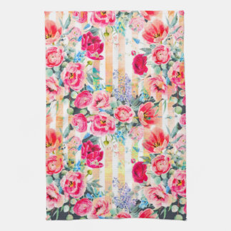 Vivid Pinks Floral Pattern Kitchen Towel