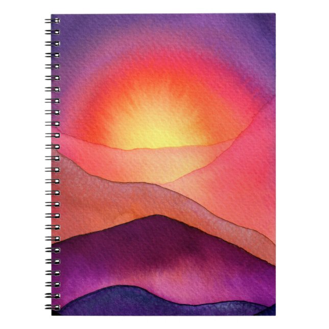Vivid Purple And Orange Sunset Notebook (Front)