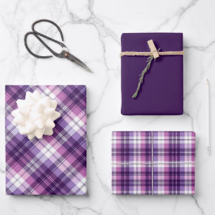 Vivid Purples, Pinks & White Plaid Wrapping Paper Sheet