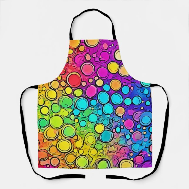 Vivid Rainbow Bubble Abstraction Apron (Front)