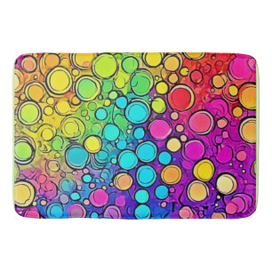 Vivid Rainbow Bubble Abstraction Bath Mat
