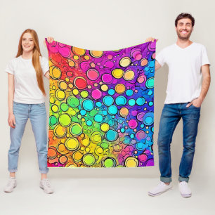 Vivid Rainbow Bubble Abstraction Fleece Blanket