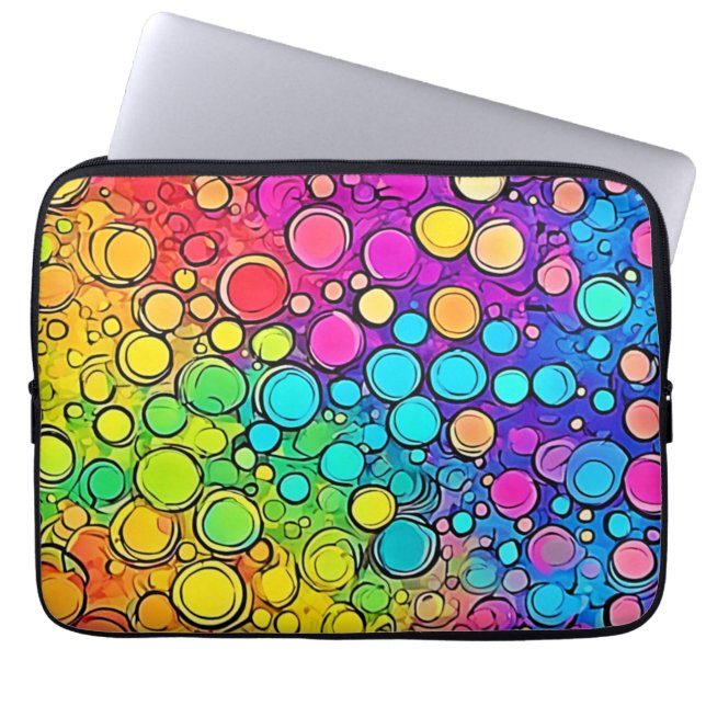 Vivid Rainbow Bubble Abstraction Laptop Sleeve (Front)