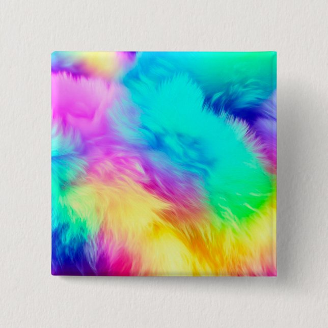 Vivid Rainbow Fluffy Fur Texture-75201 15 Cm Square Badge (Front)