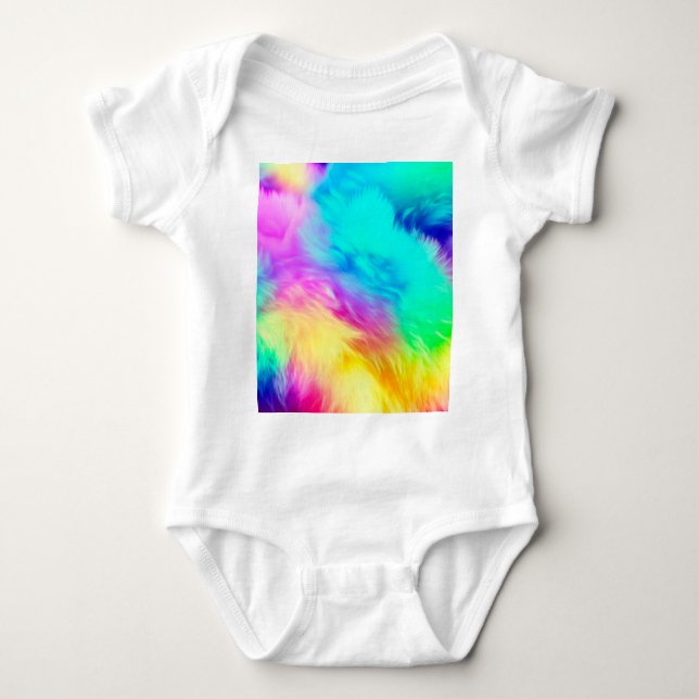 Vivid Rainbow Fluffy Fur Texture-75201 Baby Bodysuit (Front)
