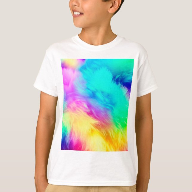 Vivid Rainbow Fluffy Fur Texture-75201 T-Shirt (Front)