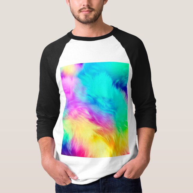 Vivid Rainbow Fluffy Fur Texture-75201 T-Shirt (Front)