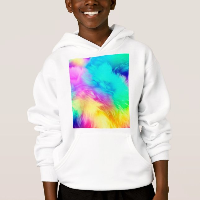 Vivid Rainbow Fluffy Fur Texture Background Design (Front)