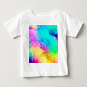 Vivid Rainbow Fluffy Fur Texture Background Design Baby T-Shirt