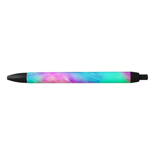 Vivid Rainbow Fluffy Fur Texture Background Design Black Ink Pen (Front)