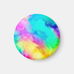 Vivid Rainbow Fluffy Fur Texture Background Design Magnet