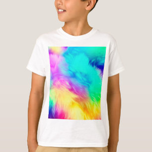 Vivid Rainbow Fluffy Fur Texture Background Design T-Shirt