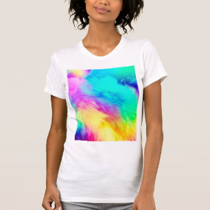 Vivid Rainbow Fluffy Fur Texture Background Design T-Shirt