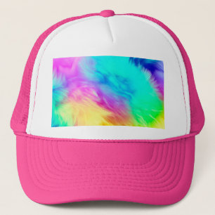 Vivid Rainbow Fluffy Fur Texture Background Design Trucker Hat