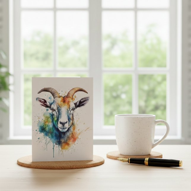 Vivid Rainbow Goat Portrait  Postcard (Creator Uploaded)
