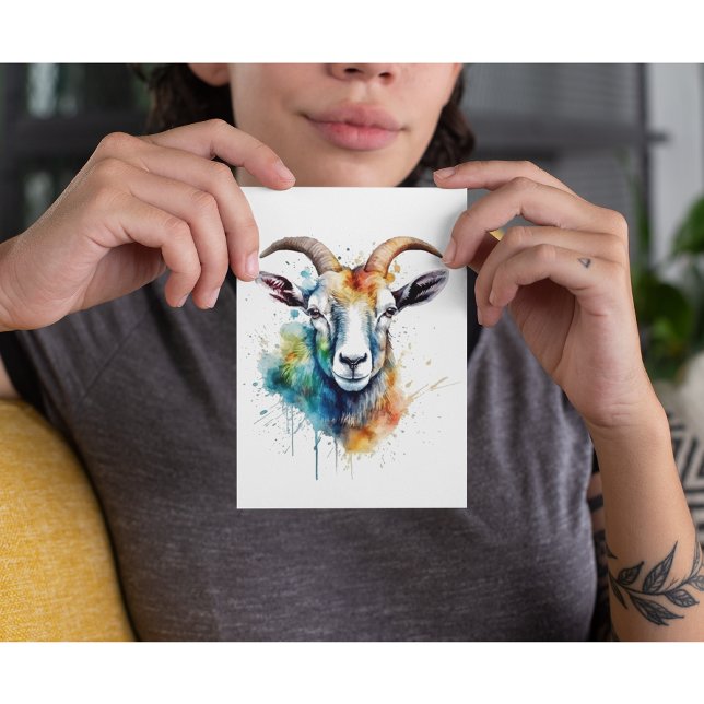 Vivid Rainbow Goat Portrait  Postcard (Creator Uploaded)