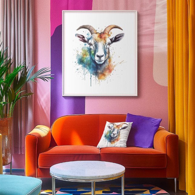 Vivid Rainbow Goat Portrait  Poster (Creator Uploaded)