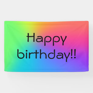 Vivid Rainbow Ombre Birthday Party Banner
