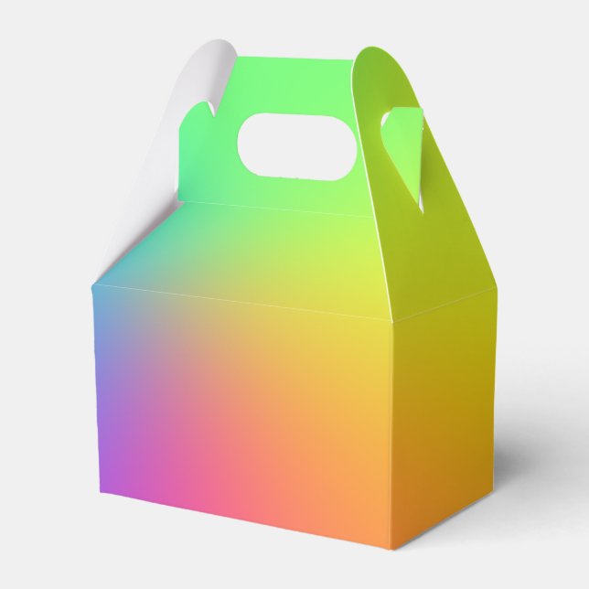 Vivid Rainbow Ombre Birthday Party Favour Box (Front Side)