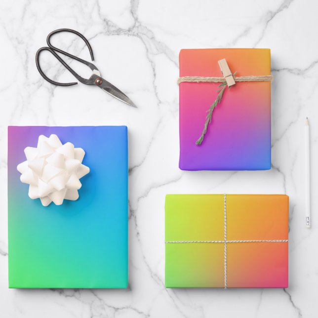 Vivid Rainbow Ombre Birthday Party Wrapping Paper Sheet (Front)
