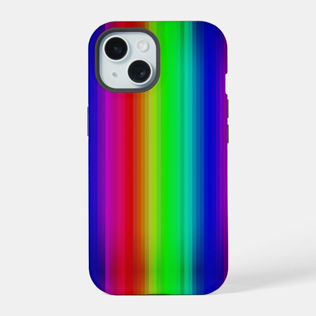 Vivid Rainbow Paint Stripe Line Pattern iPhone 15 Case (Back)